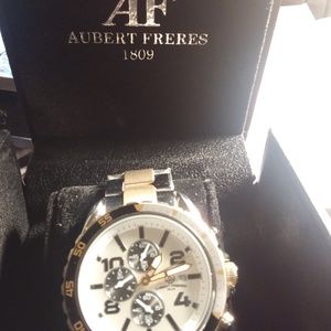 mens aubert freres 1809   chronograph watch stainl